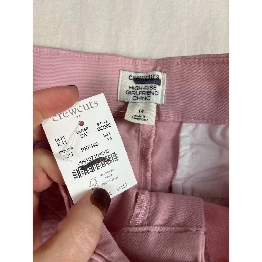 Crewcuts High-Rise Girlfriend Chino Pink Pants BS056 Size 14 NWT - Picture 2 of 5
